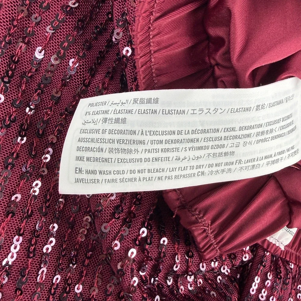 Abercrombie Kids Sequin Pants‎ Girls 5/6 Burgundy Sparkly Holiday Party Wide Leg